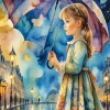 Little Girl Umbrella Diamond Painting