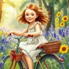 Little Girl With Bicycle Diamond Painting