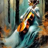 Lonely Lady With Cello Diamond Painting