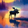 Moose Silhouette Diamond Painting