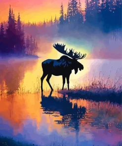 Moose Silhouette Diamond Painting