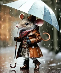 Mouse In Rain Diamond Painting