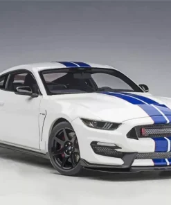 Mustang White And Blue Diamond Painting