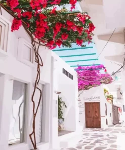 Mykonos Flowers Diamond Painting