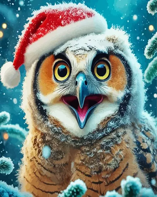 owl santa hat Diamond Paintings Owl Santa Hat Diamond Painting
