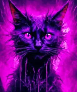 Purple Black Cat Diamond Painting