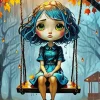 Sad Girl On A Swing Diamond Painting
