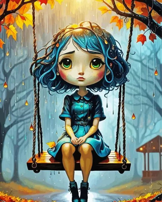 sad girl on a swing Diamond Paintings Sad Girl On A Swing Diamond Painting
