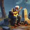 Sad Man Playing Guitar Diamond Painting