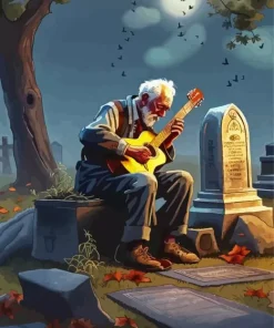 Sad Man Playing Guitar Diamond Painting