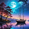 Sailboat Silhouette Art Diamond Painting