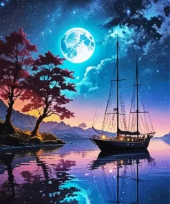 Sailboat Silhouette Art Diamond Painting