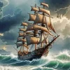 Sailing Ship In A Storm Diamond Painting