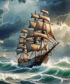Sailing Ship In A Storm Diamond Painting