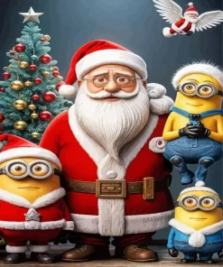 Santa Claus And Minions Diamond Painting