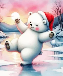 Santa On Polar Bear Art Diamond Painting