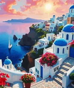 Santorini Blue Door Diamond Painting