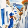 Santorini Flowers Art Diamond Painting