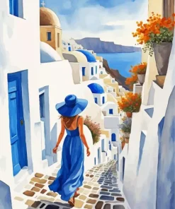 Santorini Flowers Art Diamond Painting