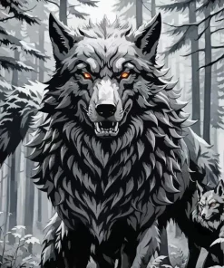 Scary Black Wolf Art Diamond Painting