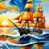 Sea At Sunset Diamond Painting