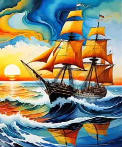 Sea At Sunset Diamond Painting
