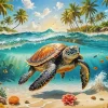 Sea Turtle Underwater Art Diamond Painting