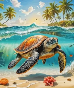 Sea Turtle Underwater Art Diamond Painting