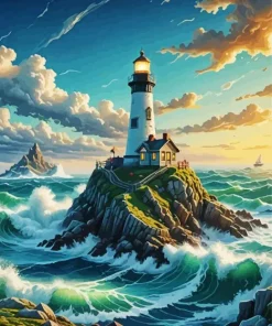 Seascape Lighthouse Art Diamond Painting