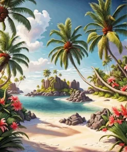 Seascape With Palm Trees Art Diamond Painting
