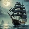 Ship In Moonlight Diamond Painting