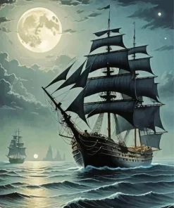 Ship In Moonlight Diamond Painting