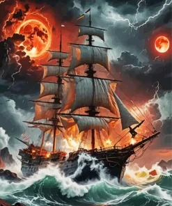 Ship In Storm Art Diamond Painting
