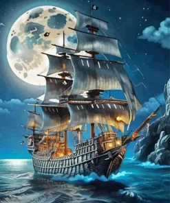 Ship In The Moonlight Diamond Painting