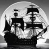 Silhouette Of A Pirate Ship Diamond Painting