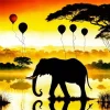 Silhouette Of Elephant And Balloons Diamond Painting
