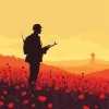 Silhouette Of Soldier In Poppy Diamond Painting