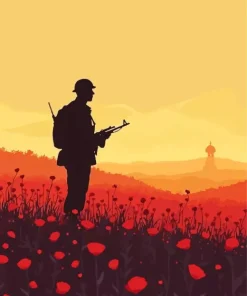 Silhouette Of Soldier In Poppy Diamond Painting