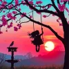 Silhouette Swing Sunset Diamond Painting