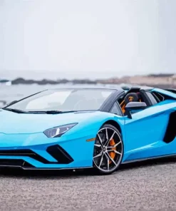 Sky Blue Lamborghini Diamond Painting