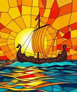Stained Sailboat At Sunset Diamond Painting