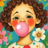 Whimsical Girl With Bubblegum Diamond Painting