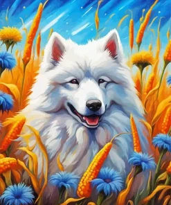 White Samoyed Diamond Painting