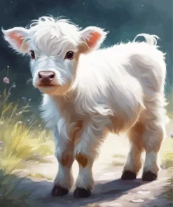White Scottish Cow Diamond Painting