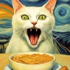 White Scream Cat Diamond Painting