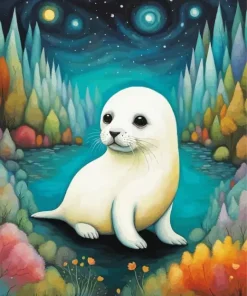 White Seal Art Diamond Painting