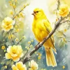 Yellow Canary Bird On Stick Diamond Painting