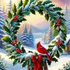 Cardinal On Christmas Holly Diamond Painting