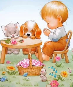 Cartoon Child Praying Diamond Painting