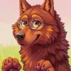 Cartoon Chocolate Brown Wolf Diamond Painting